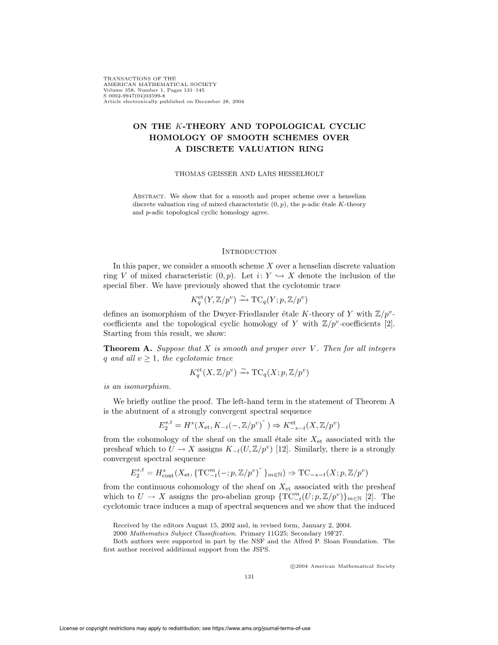 On the K-Theory and Topological Cyclic Homology of Smooth Schemes Over a Discrete Valuation Ring