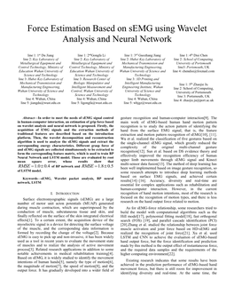 Force Estimation Based on Semg Using Wavelet Analysis and Neural Network