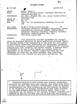 Theory of Aircraft Flight. Aerospace Education II. Instructional Unit I. INSTITUTION Air Univ., Maxwell AFB, Ala