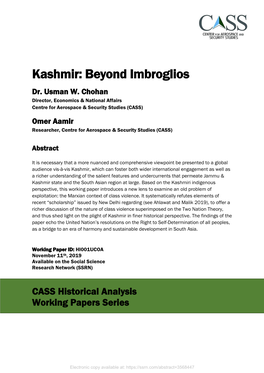 Kashmir: Beyond Imbroglios