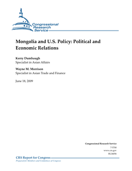 Mongolia and U.S. Policy: Political and Economic Relations