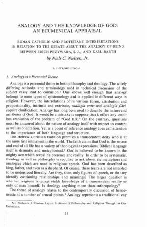 Analogy and the Knowledge of God: an Ecumenical Appraisal