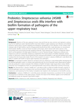 Probiotics Streptococcus Salivarius 24SMB And