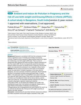 Ambient and Indoor Air Pollution in Pregnancy and the Risk of Low Birth Weight and Ensuing Effects in Infants (APPLE)