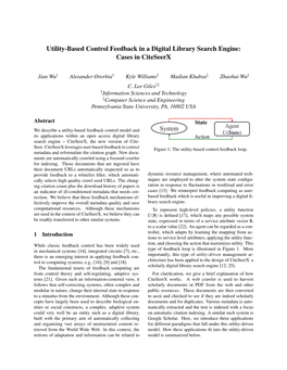 Utility-Based Control Feedback in a Digital Library Search Engine: Cases in Citeseerx