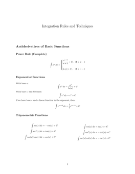 Integration Rules and Techniques