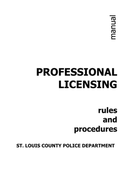 Professional Licensing Manual