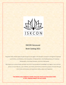 ISKCON Vancouver Book Catalog 2021