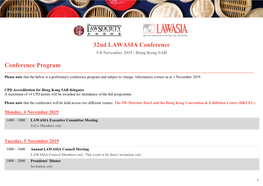 32Nd LAWASIA Conference Conference Program