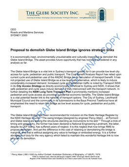 Proposal to Demolish Glebe Island Bridge Ignores Strategic Links