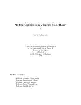 Modern Techniques in Quantum Field Theory