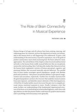 The Role of Brain Connectivity in Musical Experience