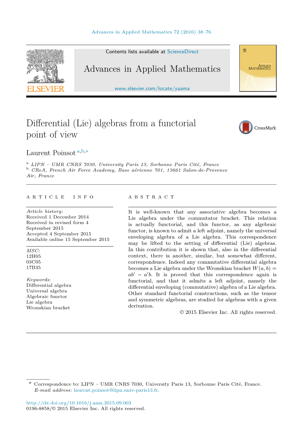 Differential (Lie) Algebras from a Functorial Point of View