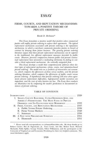 Firms, Courts, and Reputation Mechanisms: Towards a Positive Theory of Private Ordering