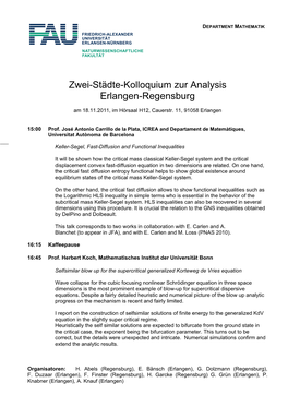 Zwei-Städte-Kolloquium Zur Analysis Erlangen-Regensburg