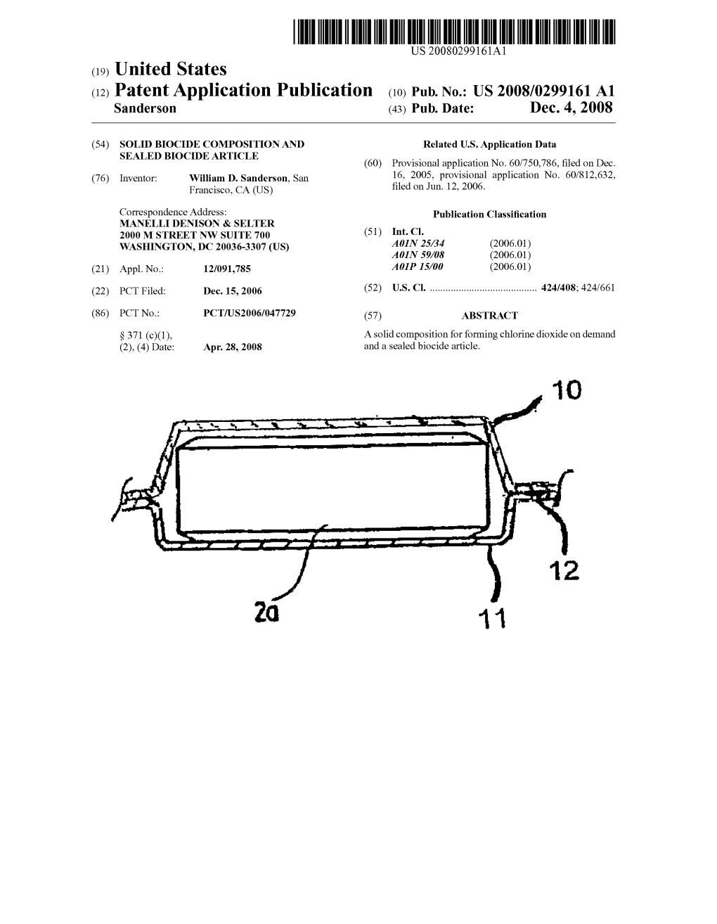 (12) Patent Application Publication (10) Pub. No.: US 2008/0299161 A1 Sanderson (43) Pub