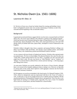 St. Nicholas Owen (Ca