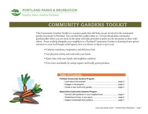 Portland Parks and Recreation Community Gardens Toolkit