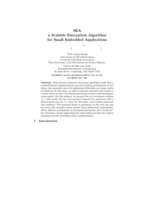 SEA a Scalable Encryption Algorithm for Small Embedded Applications