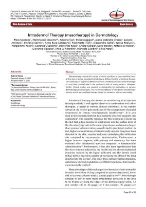Intradermal Therapy (Mesotherapy) in Derma- Tology