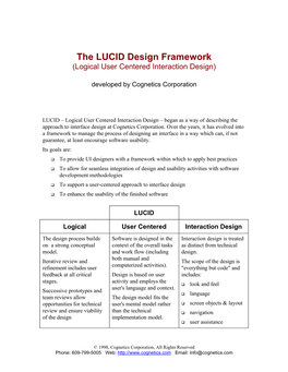 The LUCID Design Framework (Logical User Centered Interaction Design)