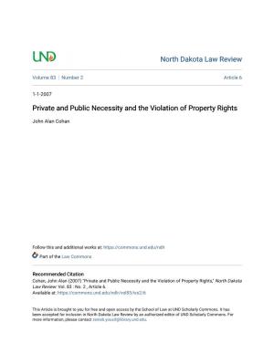 Private and Public Necessity and the Violation of Property Rights