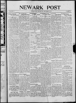 Newark Post Volume Vi Newark Post, Newark, Del., September 29,1915 Number 34