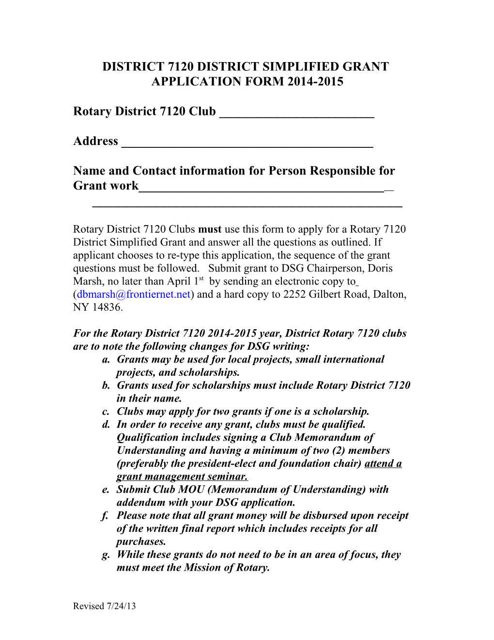 District 7120 District Simplified Grant