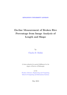 On-Line Measurement of Broken Rice Percentage from Image Analysis of Length and Shape