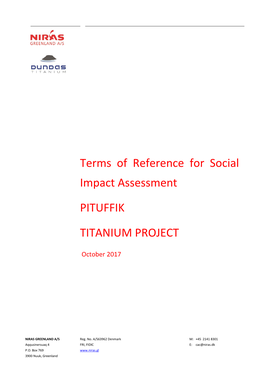 Terms of Reference for Social Impact Assessment PITUFFIK TITANIUM