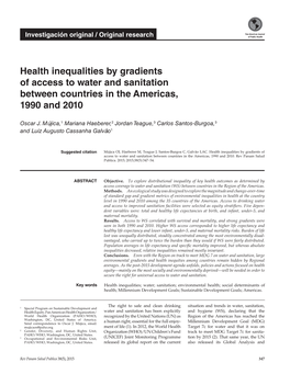 Health Inequalities by Gradients of Access to Water and Sanitation Between Countries in the Americas, 1990 and 2010