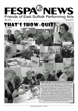 Spring 2015 THAT’S SHOW-QUIZ! SEE PAGE 5