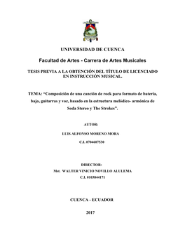 UNIVERSIDAD DE CUENCA Facultad De Artes