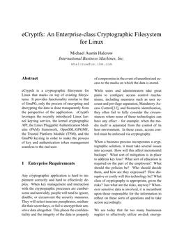 Ecryptfs: an Enterprise-Class Cryptographic Filesystem for Linux