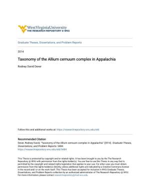 Taxonomy of the Allium Cernuum Complex in Appalachia