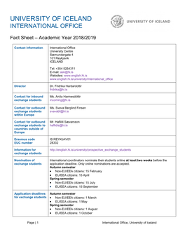 University of Iceland International Office
