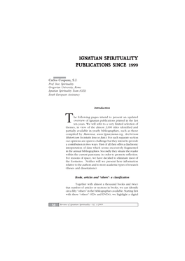 Ignatian Spirituality Publications Since 1999