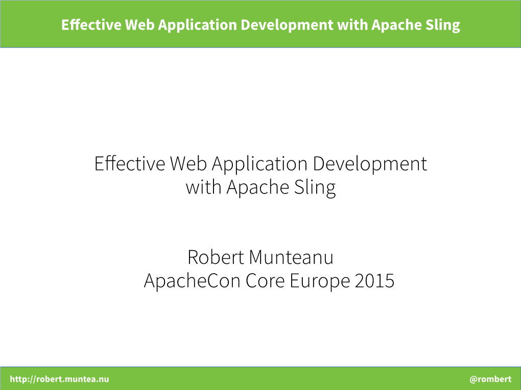 Effective Web Application Development with Apache Sling