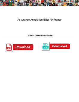 Assurance Annulation Billet Air France