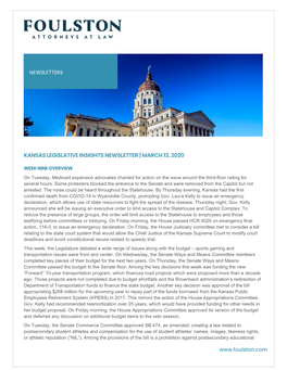 Kansas Legislative Insights Newsletter | March 13, 2020