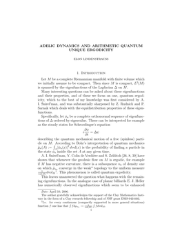 Adelic Dynamics and Arithmetic Quantum Unique Ergodicity