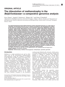 Evolution of Methanotrophy in the Beijerinckiaceae&Mdash