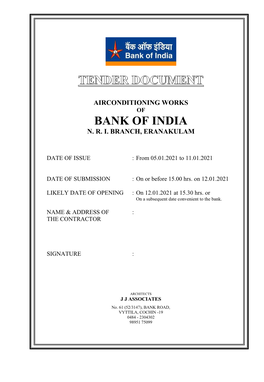 Tender Document Bank of India