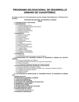 Programa Delegacional De Desarrollo Urbano De Cuauhtémoc