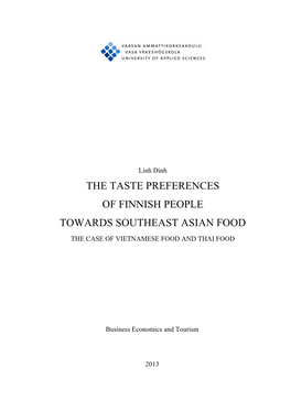 The Taste Preferences of Finnish People Towards Southeast Asian Food