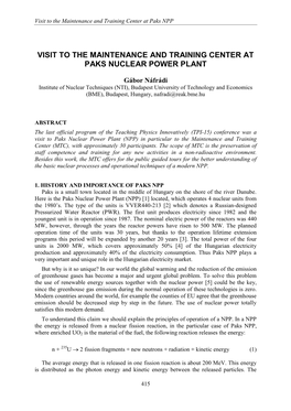 Maintenance and Training Center at Paks Nuclear Power Plant