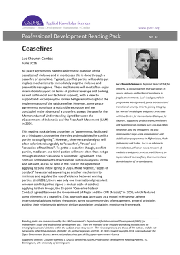 Ceasefires. GSDRC Professional Development Reading Pack No. 41