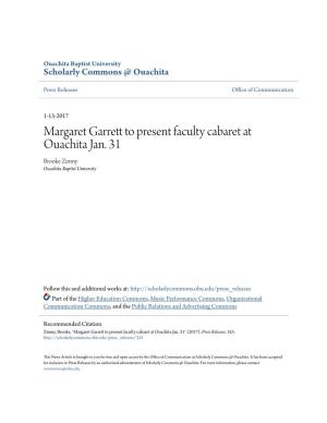 Margaret Garrett to Present Faculty Cabaret at Ouachita Jan. 31
