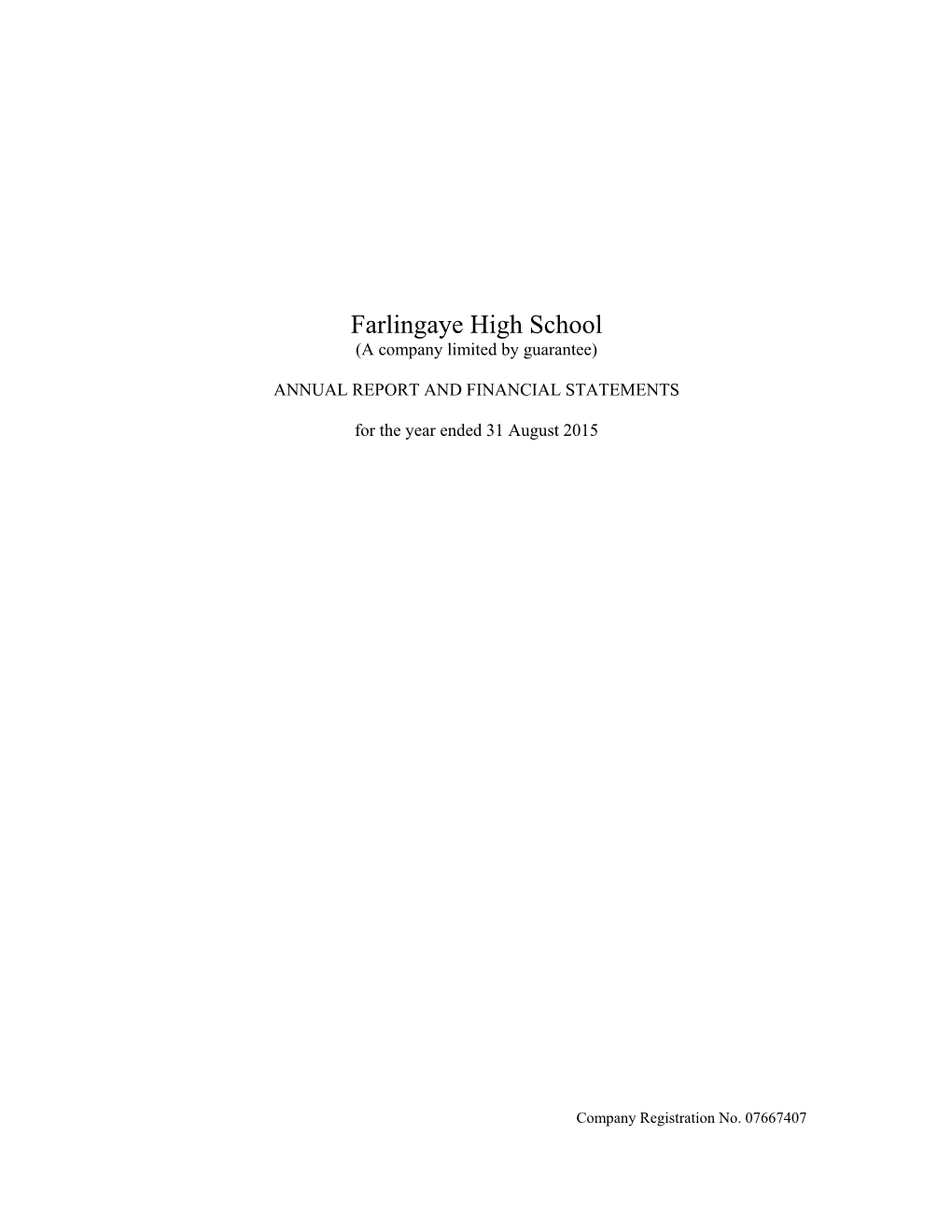 FHS Annual Report and Financial Statement