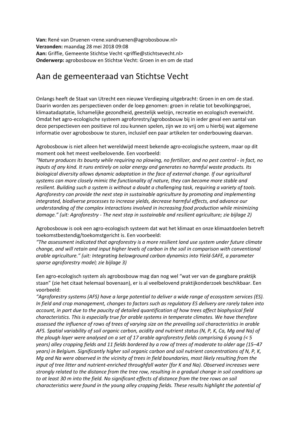 Aan De Gemeenteraad Van Stichtse Vecht